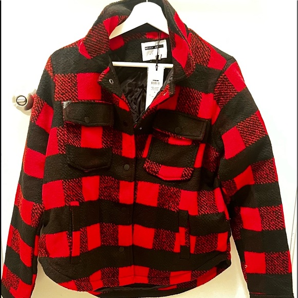 NWT | Womens Noisy May Flannel Jacket | Black & Red - Picture 5 of 16